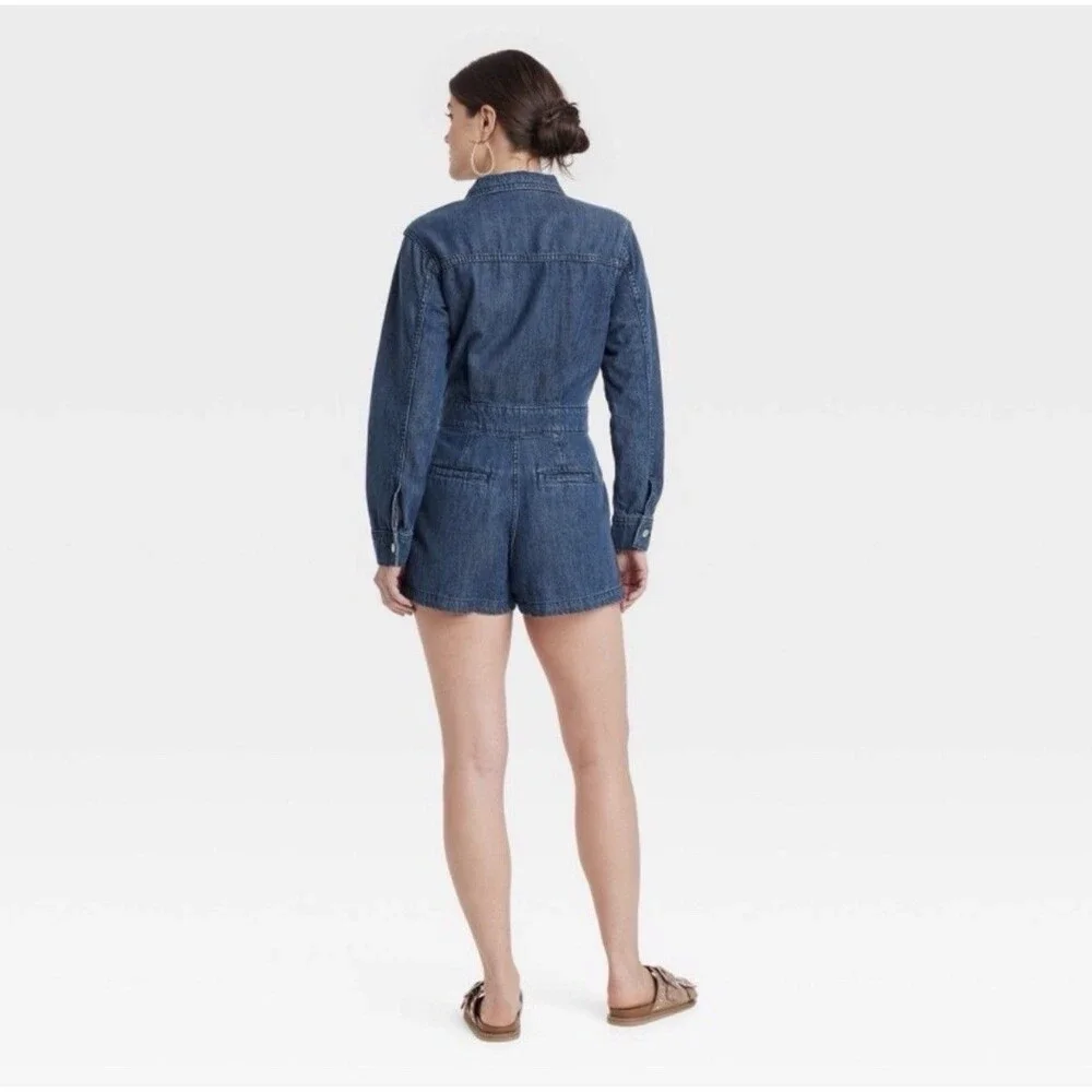 Women's Long Sleeve Denim Romper Universal Thread Size 17 NWT Blue - Picture 14 of 16